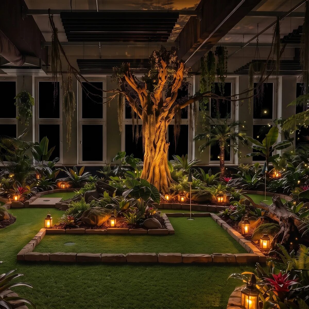 Visualisierung: Bahn Jungle Roots, Bahnen rund um einen Wurzelbaum